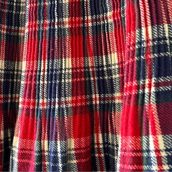 Women’s Plaid Flannel Pleated Skirt Small a-line Elastic Red Blue Cream Academia - Picture 5 of 7
